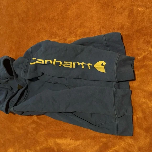 Carhartt Blue Hoodie with white Logo - Picture 8 of 9